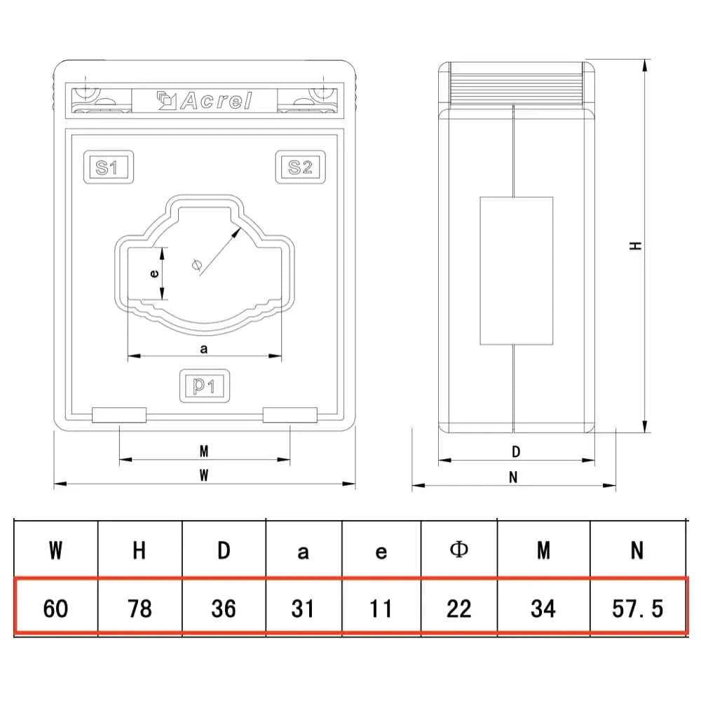 Transformador de Corriente para Goodwe GM330 – 200A 30x10mm