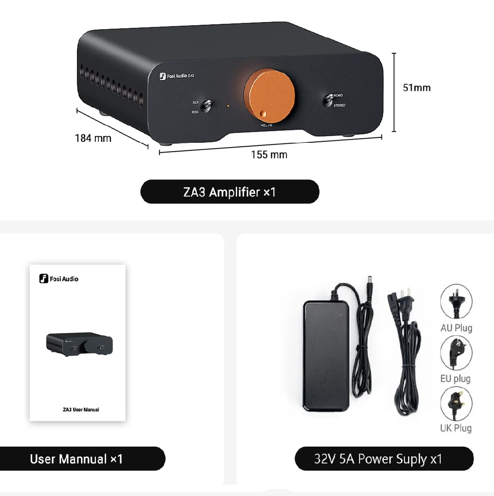 Amplificador de Sonido Estéreo Simétrico de 2 Canales – Fosi Audio ZA3