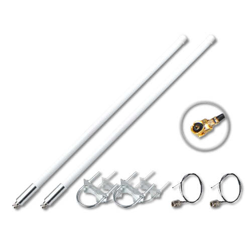 Kit Antena Fibra de Vidrio LoRaWAN 5.8 dBi 433 MHz Bundle 1 con Accesorios de Montaje