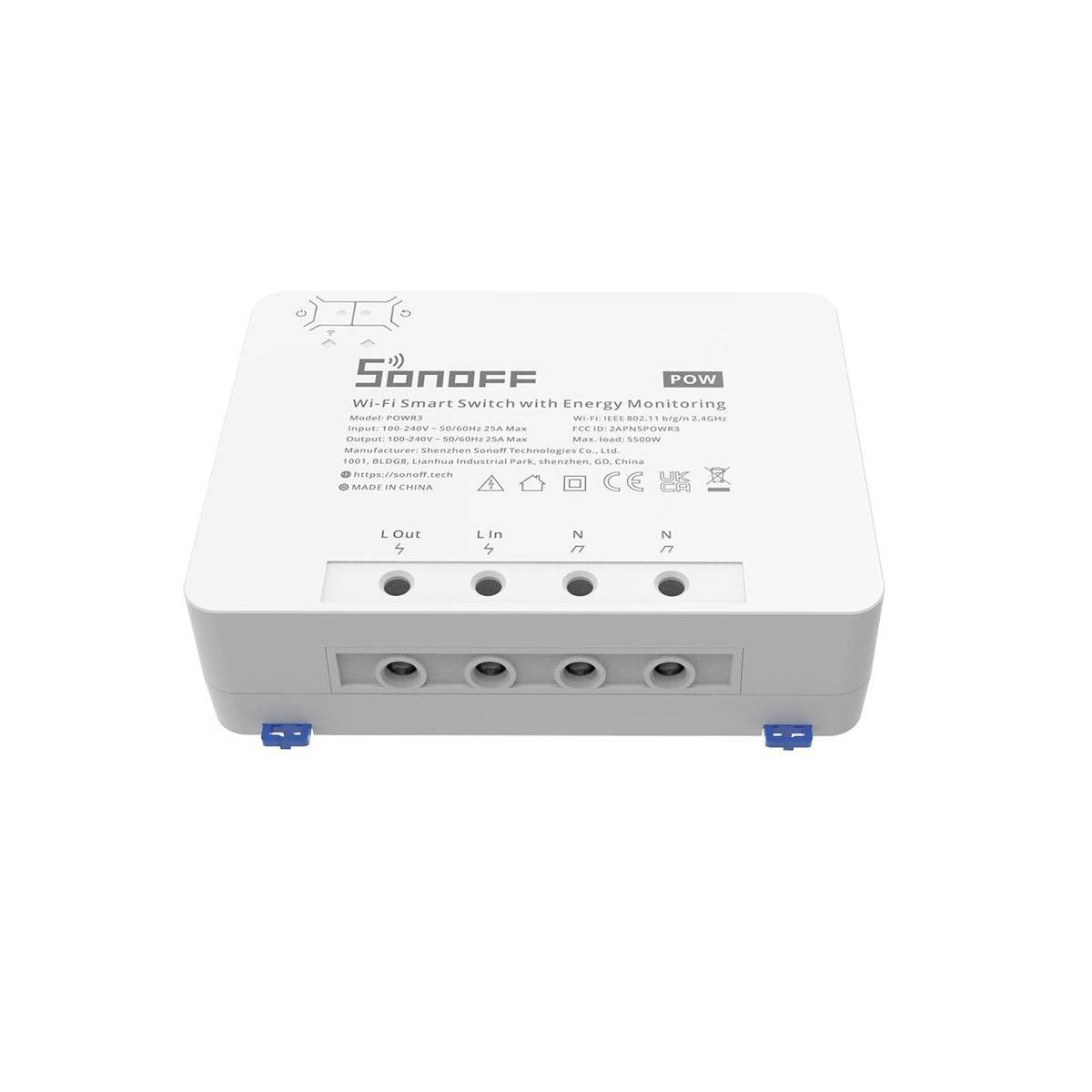 Conmutador inalámbrico con monitoreo de consumo eléctrico Sonoff POWR3 25A
