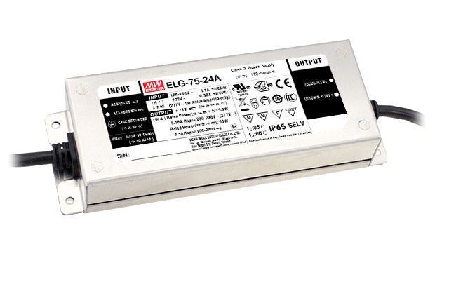 Driver LED carcasa metálica voltaje PFC opcional DALI 75W ELG-75 - 24V - Fija