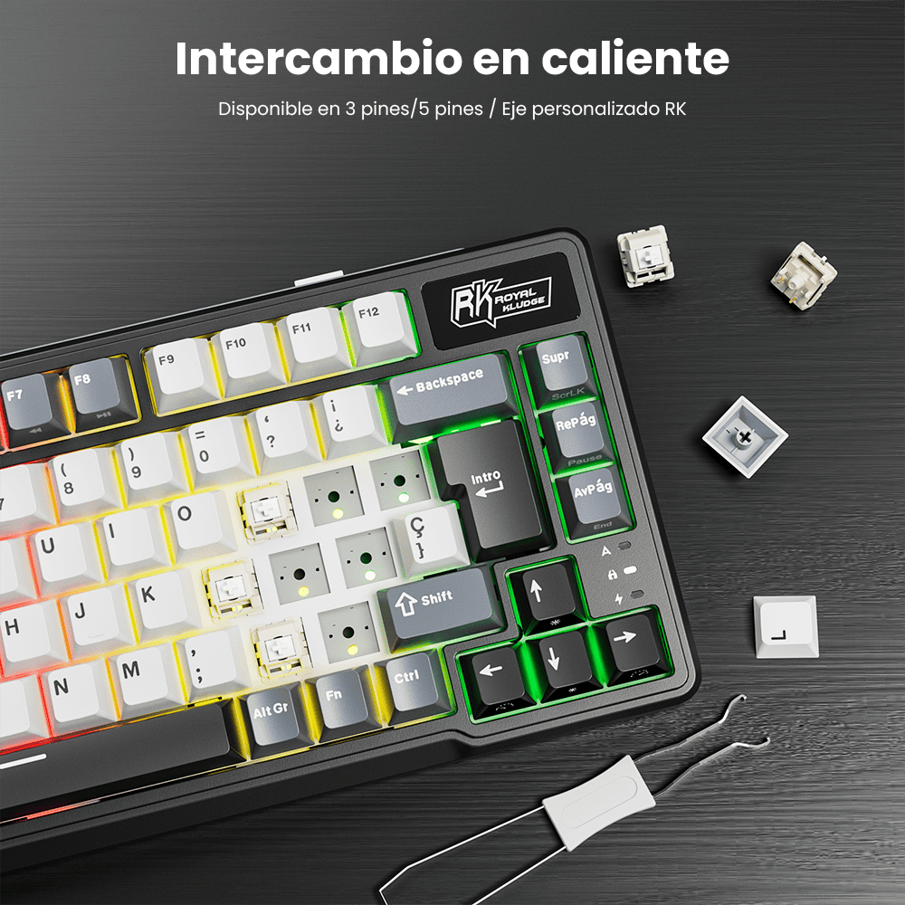 Periférico Mecánico Bluetooth RK L75 Knight Black formato 75% con Funciones Programables – Royal Kludge