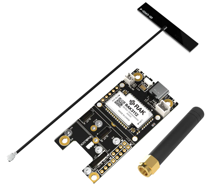 WisMesh RAK3312 Starter Kit - Meshtastic ESP32-S3 + LoRa SX1262 (900MHz) - RAK19001 Dual IO Base Board - OLED RAK1921 suelto + GNSS RAK12501 + Acelerómetro RAK1904