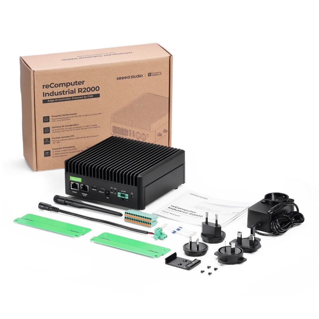 reComputer Industrial R2035-10 Controlador IoT de grado industrial basado en Raspberry Pi CM5 con 8 GB de memoria RAM y almacenamiento eMMC de 32 GB