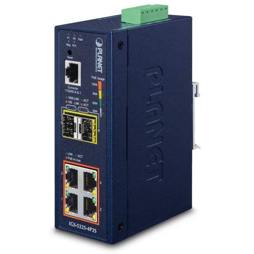 Switch Ethernet Administrado Industrial L2+ de 4 Puertos 10/100/1000T 802.3at PoE + 2 Puertos 1G/2.5G SFP
