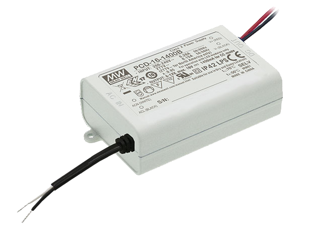 Driver LED plástico PFC 16W PCD-16 - 180 a 295VAC - 350mA (comúnmente usado)