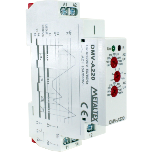 Relé de protección contra sub y sobre tensión monofásico 220VAC SPDT serie DMV-A220