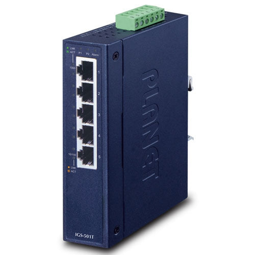 Switch Gigabit Ethernet Industrial 10/100/1000T de 5 Puertos (Temperatura de Funcionamiento de -40 a 75 Grados C)