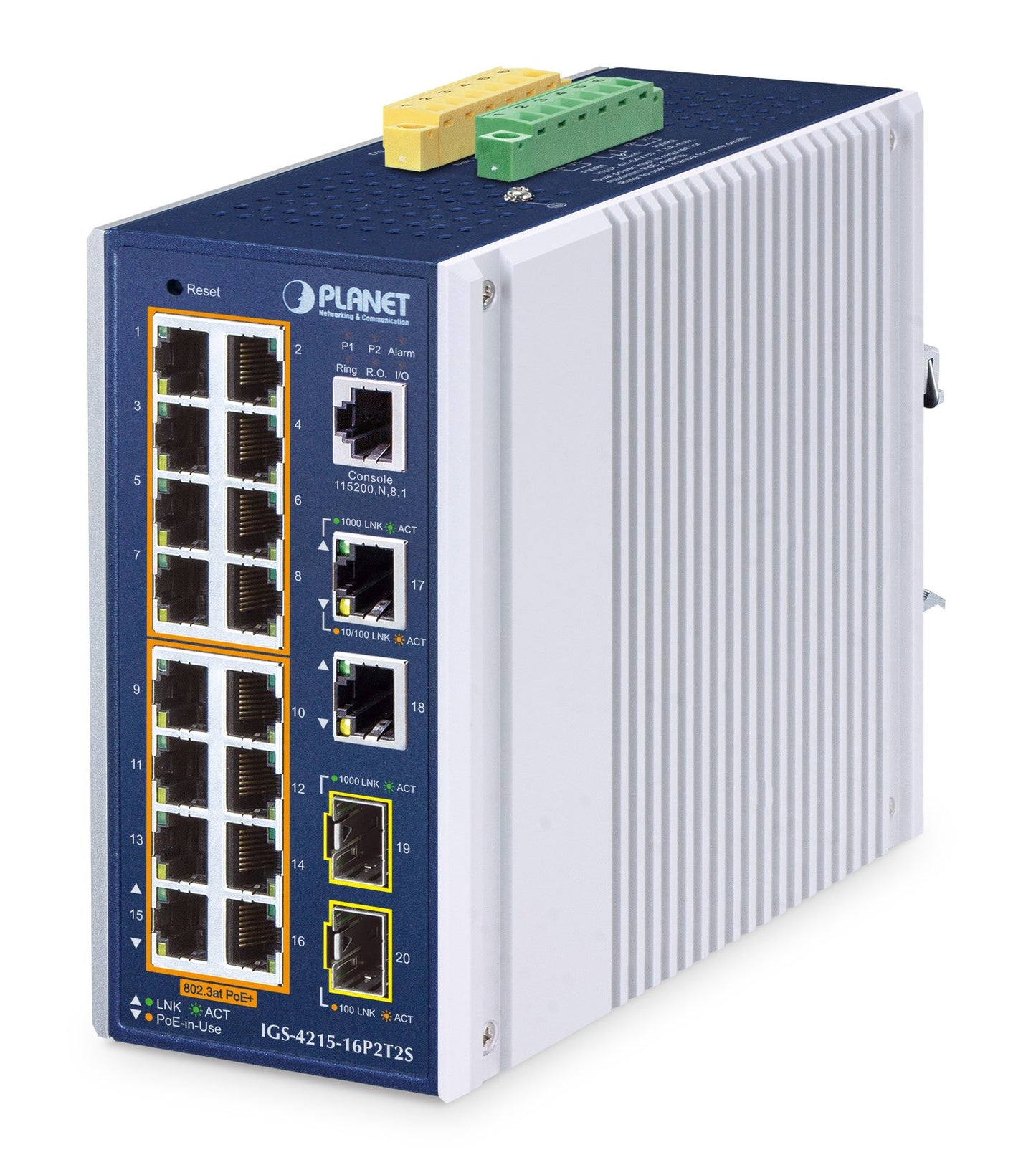 Switch Ethernet Administrado Industrial de 16 Puertos 10/100/1000T 802.3at PoE + 2 Puertos 10/100/1000T + 2 Puertos 100/1000X SFP