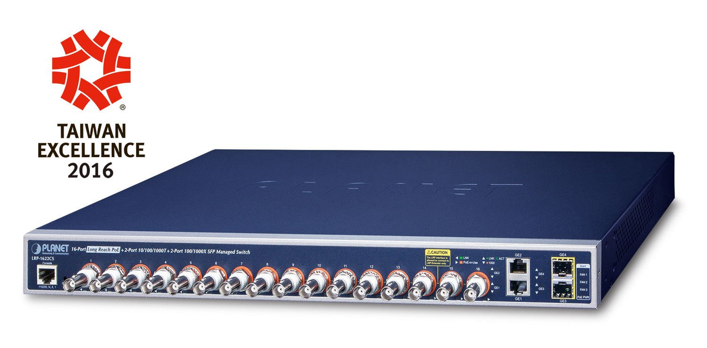 Switch Coaxial de 16 Puertos + 2 Puertos 10/100/1000T + 2 Puertos 100/1000X SFP PoE de Largo Alcance Sobre Switch Administrado Coaxial