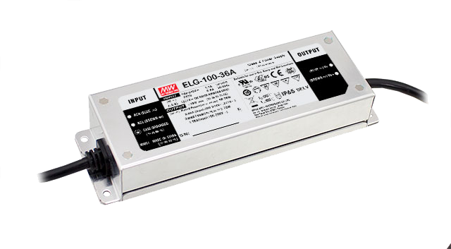 Driver LED carcasa metálica voltaje PFC opcional DALI 100W ELG-100 - 42V - AB - Ajuste Potenciómetro (Io) + 3 en 1