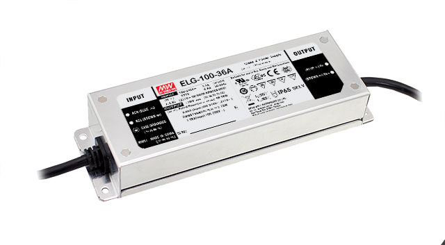 Driver LED carcasa metálica voltaje PFC opcional DALI 100W ELG-100 - 54V - AB - Ajuste Potenciómetro (Io) + 3 en 1