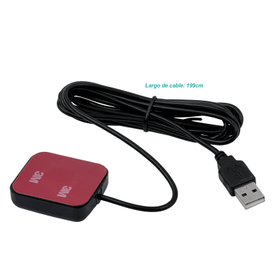 GPS-USB Antena USB2.0 GPS 1575MHz L1 GZSS SBAS Cable 200mm Base-Adhesivas 2mt