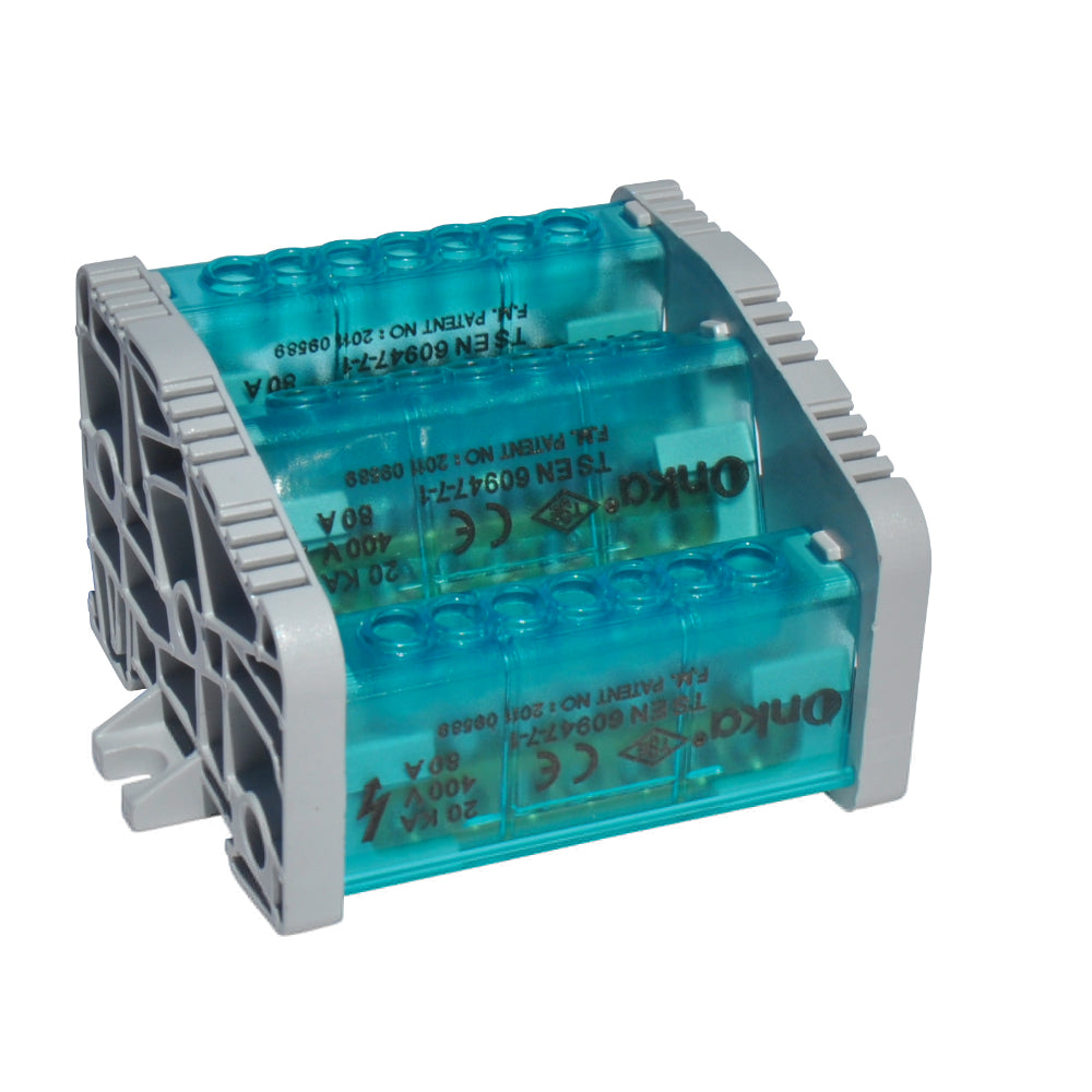 Bloque de Distribución 6.5×9 mm² 3 Terminales 12 Orificios 2/10 – Onka