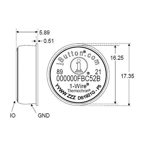Registrador de Temperatura de Precisión Mejorada DS1921G-F5# con Capacidad de 4Kb y Rango Operativo de -40°C a 85°C