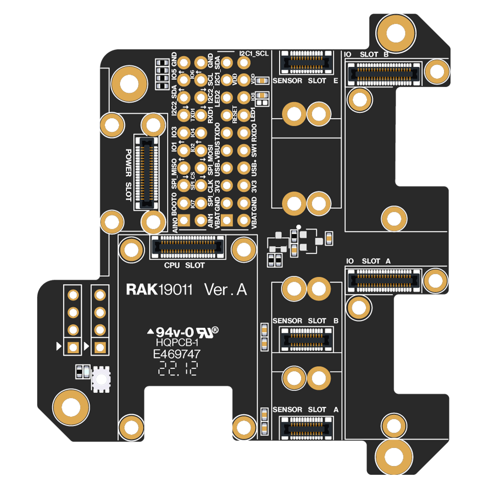 WisBlock Base con Power Slot (placa base + módulo de alimentación) - RAK19010 Base Board con Power Slot - RAK19017 PoE