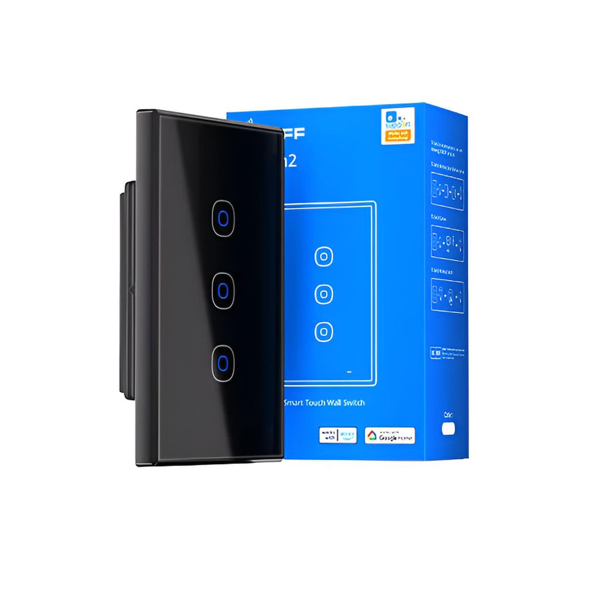 Conmutador mural inalámbrico Sonoff TX Segunda Generación de 3 vías compatible con Matter en tonalidad negra
