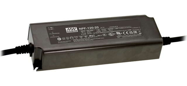 Driver LED plástico voltaje PFC IP67 120W NPF-120 - 54V