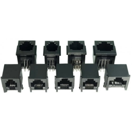 Conector modular jack RJ45, RJ12, RJ11, RJ9 serie TF - RJ11 Plug (6P4C) - 90°