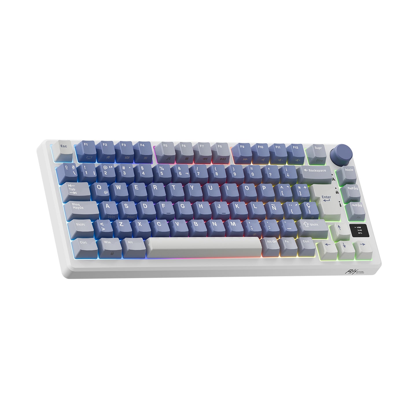 Periférico Mecánico Inalámbrico RK M75 Ocean Blue con distribución 75% Español – Royal Kludge