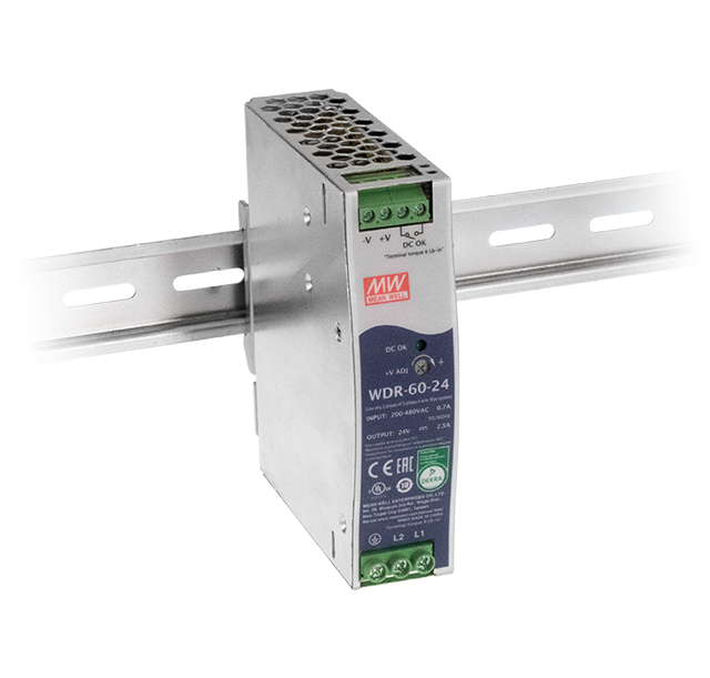 Fuente de poder Riel DIN bifásica 60W WDR-60 - 12V
