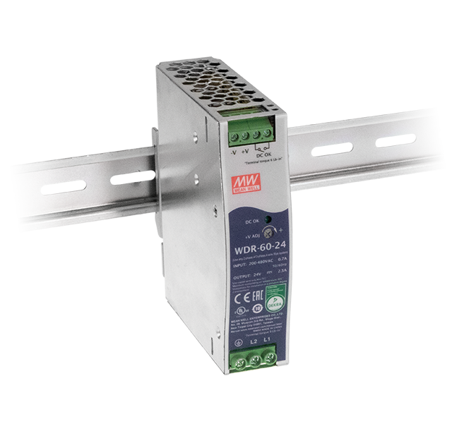 Fuente de poder Riel DIN bifásica 60W WDR-60 - 5V