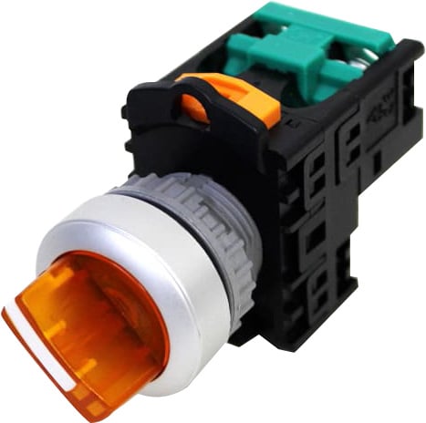 Selector plástico 2 posiciones iluminado 1NA 22mm serie TN2 - Naranjo - Piloto LED 220VAC/DC