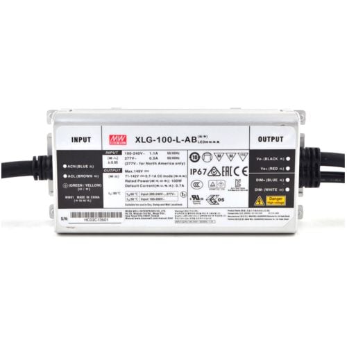 Driver LED metal de potencia PFC 100W XLG-100 - 2100mA (comúnmente usado) - AB - Ajuste Potenciómetro (Io) + 3 en 1