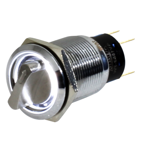 Selector antivandálico iluminado 19mm Serie AV-S - Verde - Piloto LED 12VAC/DC - 4 - 3 Posiciones fijas 45°
