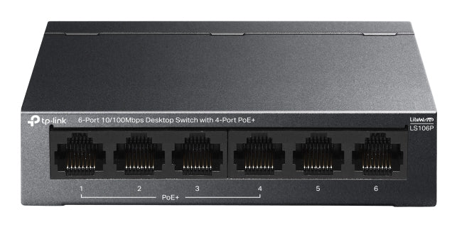 TP-Link LS106P switch No administrado L2 Fast Ethernet (10/100) Energía sobre Ethernet (PoE) Escritorio Negro