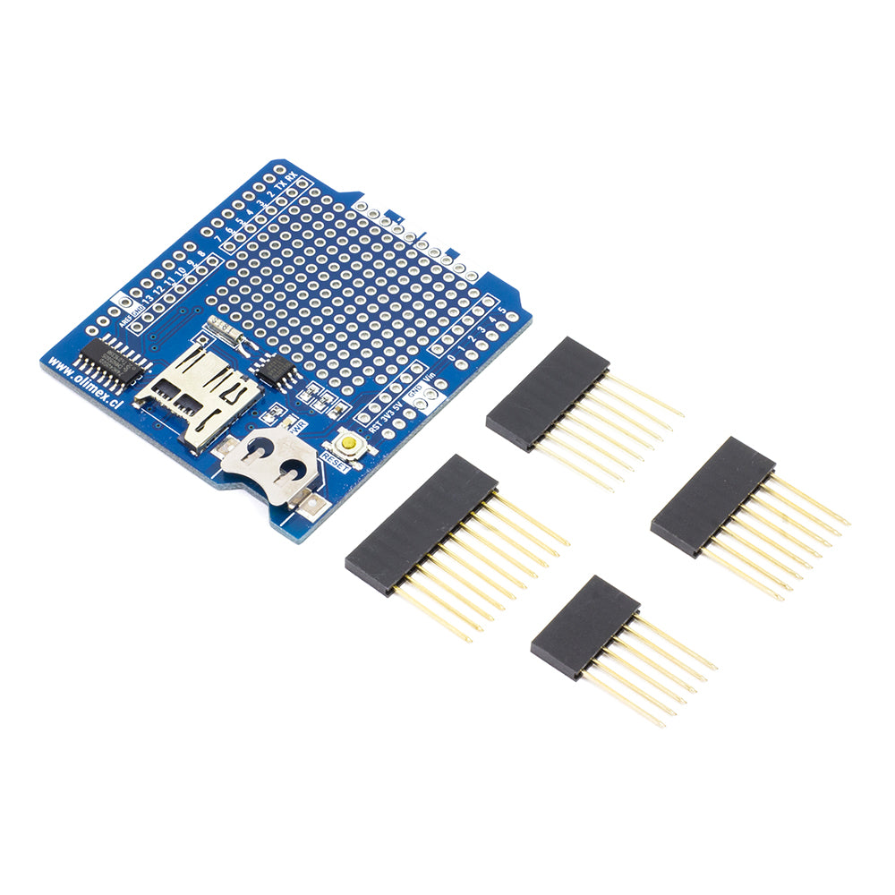 Placa de Registro MCI Arduino con Almacenamiento microSD y Reloj Tiempo Real (uSD + RTC)