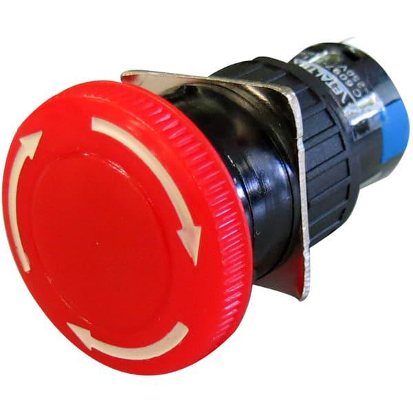 Botón de emergencia tipo hongo plástico DPDT 16mm Serie P16