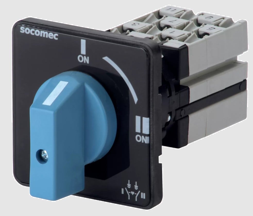 Conmutador de transferencia manual COMO CS Socomec, montaje DIN o placa trasera - I - II - 4 Polos - 40A