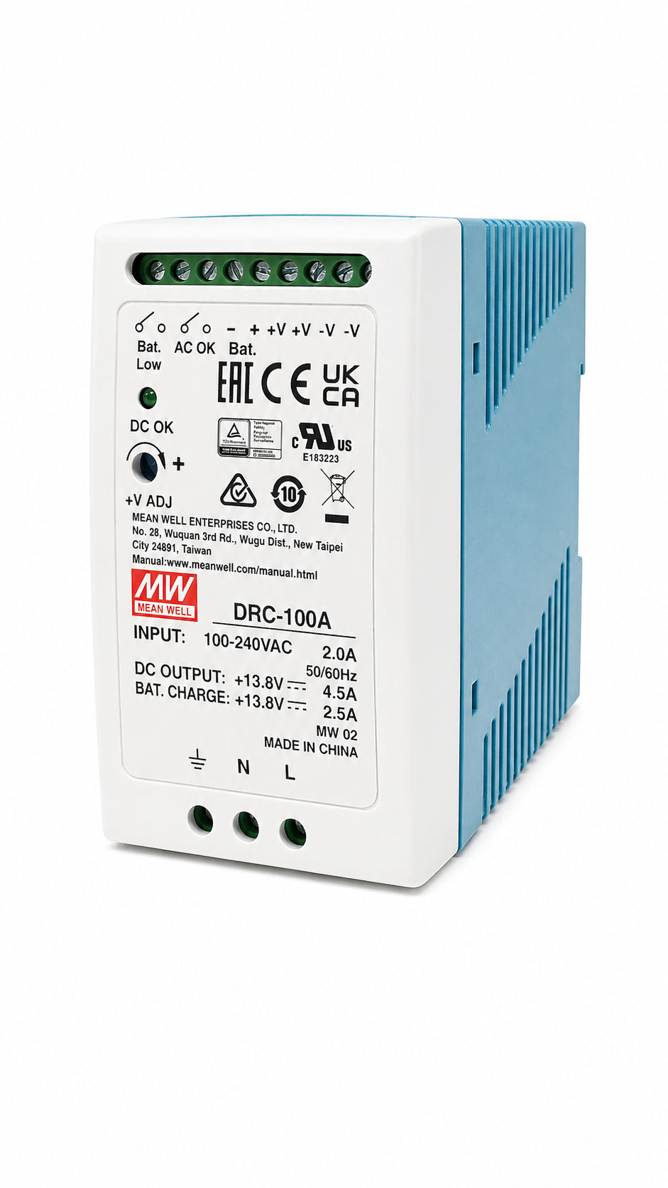 Fuente de poder riel DIN con UPS 100W DRC-100 - 27.6V / 27.6V