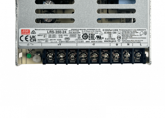 LRS-350-24 Fuente de alimentación conmutada metálica MEANWELL de 350 W, salida ajustable de 24 V y 14,6 A, con ventilación
