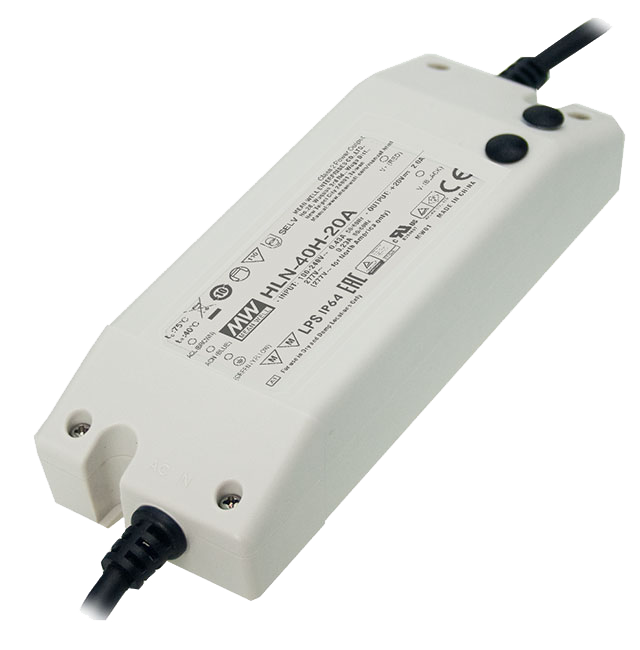 Driver LED plástico voltaje PFC 40W HLN-40H - A - Ajuste Potenciómetro (Io) - 36V