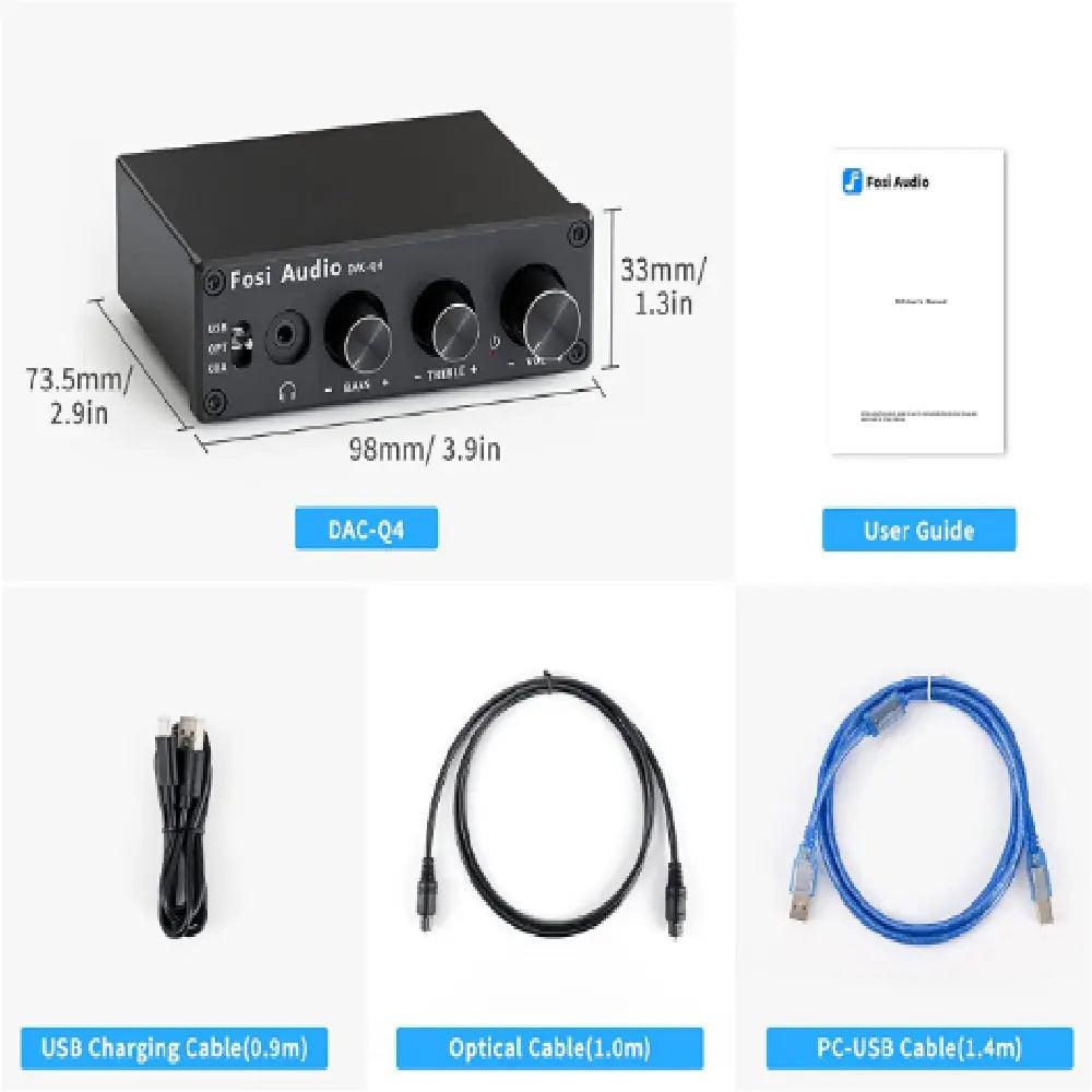 Amplificador de Auriculares con Convertidor Digital-Analógico – Fosi Audio Q4