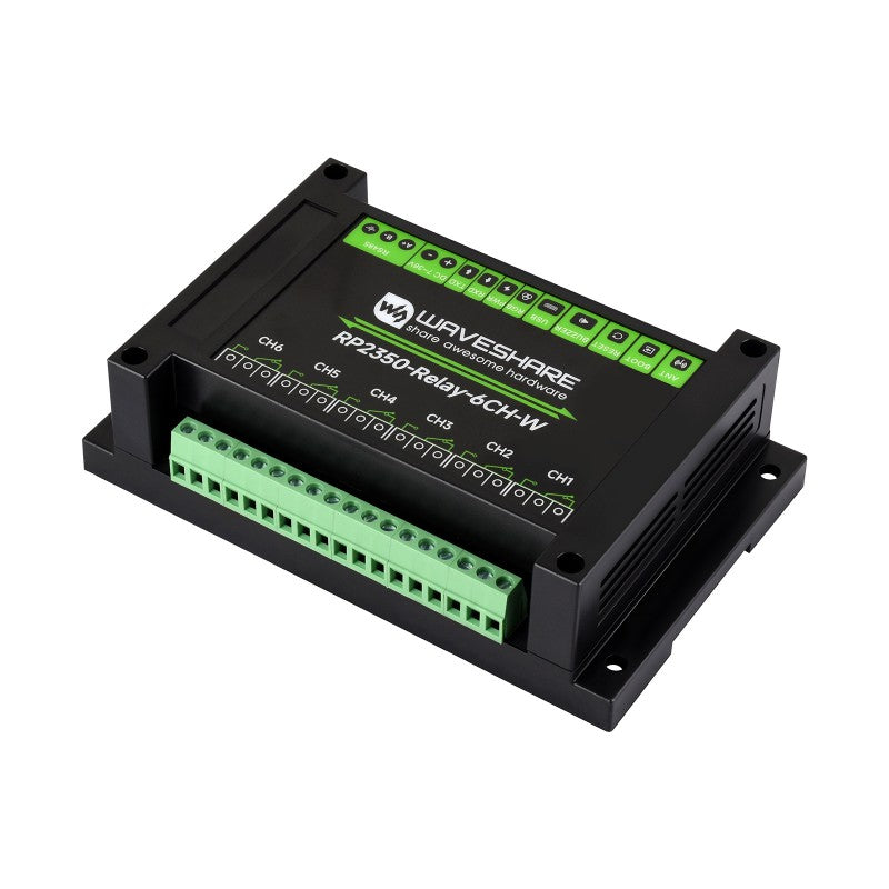 Unidad de Conmutación Automatizada RP2350 WiFi de 6 Canales Comunicación RS485 + Accesorio HAT Pico y Perfil de Instalación