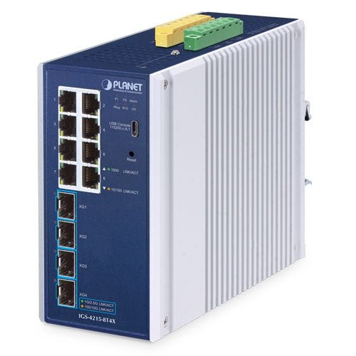 Conmutador Ethernet Administrado Industrial L2/L4 de 8 Puertos 10/100/1000T + 4 Puertos 10G SFP+