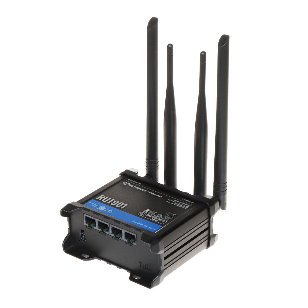 Equipo de encaminamiento celular industrial con conectividad 4G LTE (Categoría 4), 3G y 2G – Teltonika RUT901 con capacidad WiFi y gestión de dos SIM