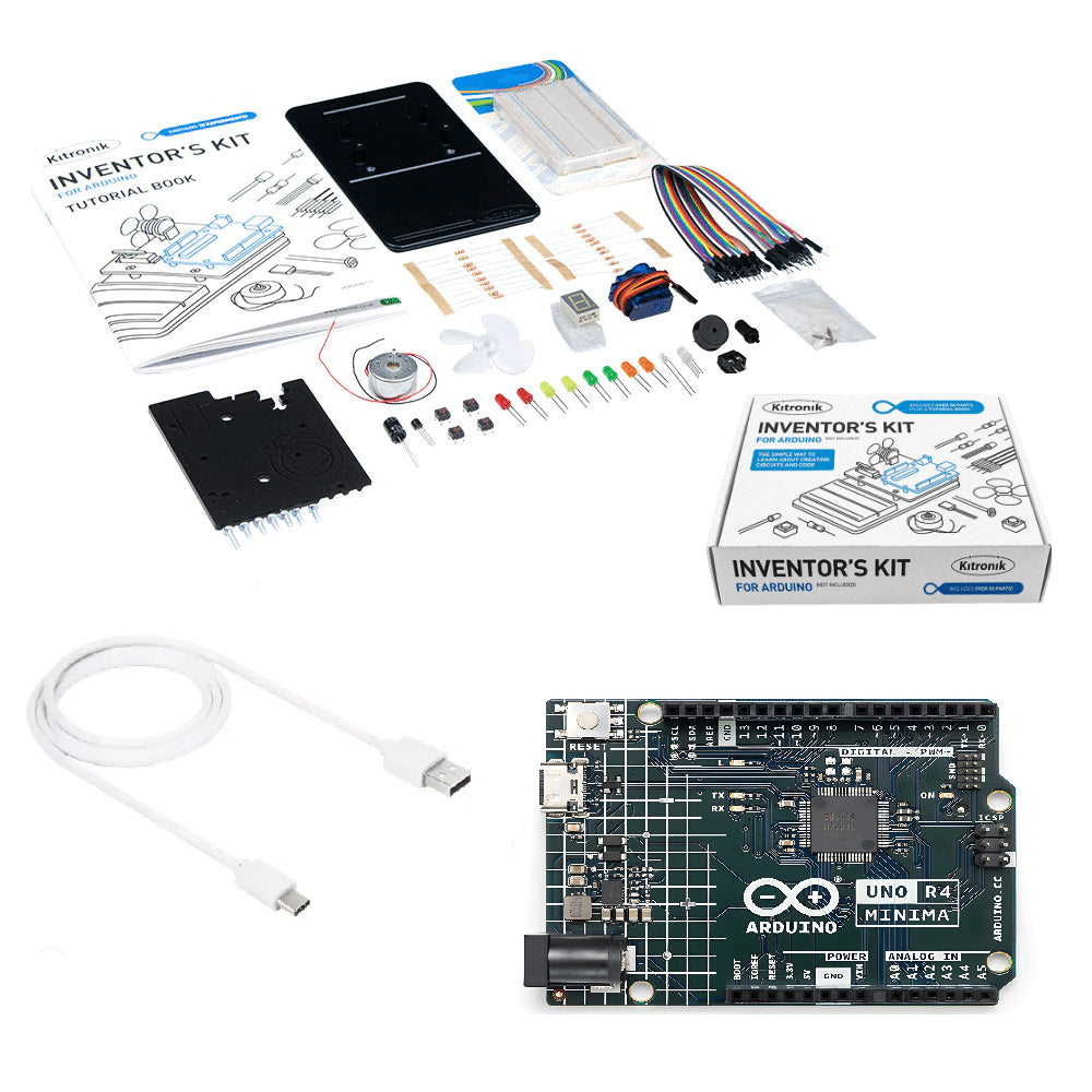 Conjunto de Iniciación Kitronik equipado con Arduino UNO R4 Mínima e Interfaz Tipo C