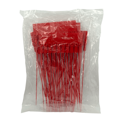 SELLO-R. 100 unidades precintos de seguridad Metalgrip plástico rojo 28cm de longitud