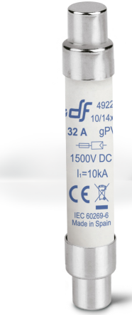 Fusible 10/14x85 mm gPV , 1500V DC, 25A para aplicaciones fotovoltaicas DF Electric