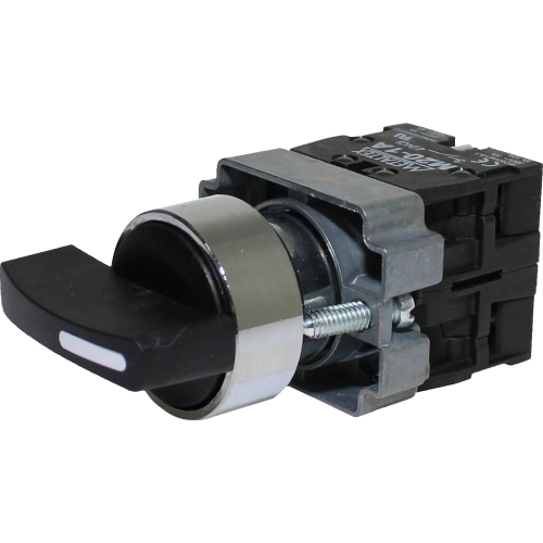 Selector metálico 2 y 3 posiciones 22mm serie M20 - 2NA - SC - Doble toque con bloqueo y giro - 4 - 3 Posiciones fijas 45°