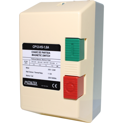 Arrancador magnético de motores hasta 7.4HP 5.5KW IP40 CP12 - 380VAC - 7-10A