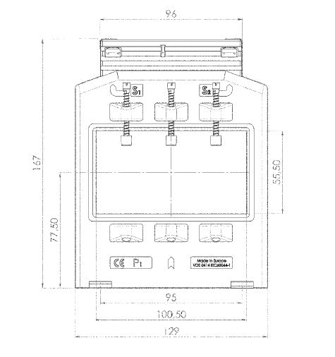 Transformador de corriente 600/5A 5VA clase 1 serie ASK 105.6 (Ventana 100x55mm)
