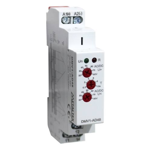Relé de protección contra sub y sobre tensión monofásico y corriente contínua serie DMV1 - 24 a 48VAC/DC