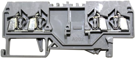 Bornera riel din 2mm² libre mantenimiento con resorte frontal BM2 - 4 vías - Verde