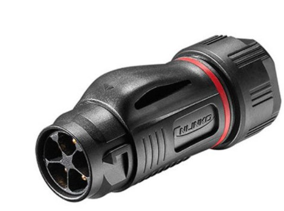 Conector macho BD20 de 10 A y 5 pines, resistente al agua IP67, carcasa de plástico, terminal de soldadura.