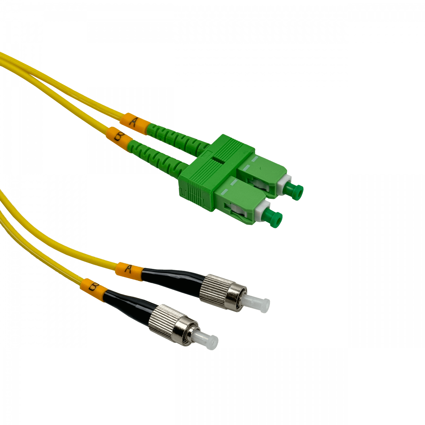 JFSAF2. Cable puente de fibra óptica monomodo SM dúplex SC/APC a FC/UPC de 2 metros, 9/125 µm, diámetro 3 mm